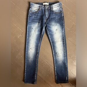 Blue clut paint splattered jeans size 12